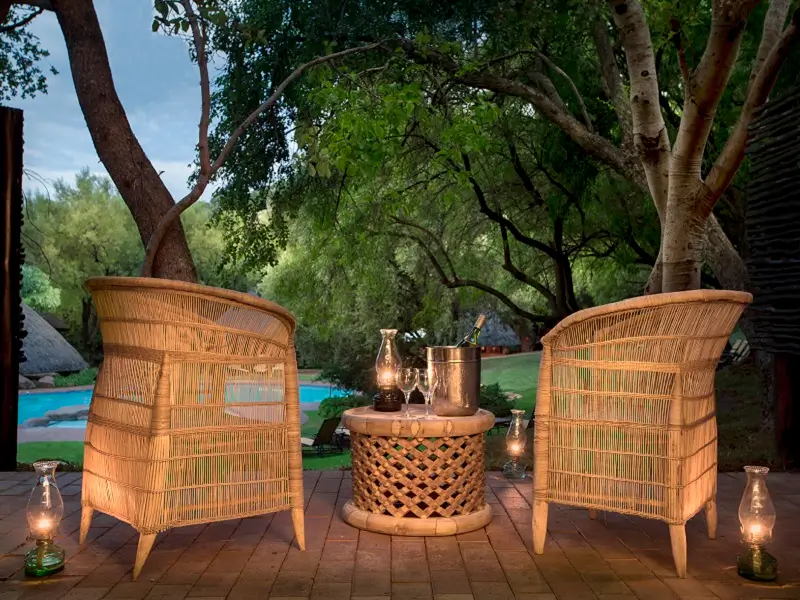 A view from a ground floor room's balcony at Bakubung Bush Lodge 