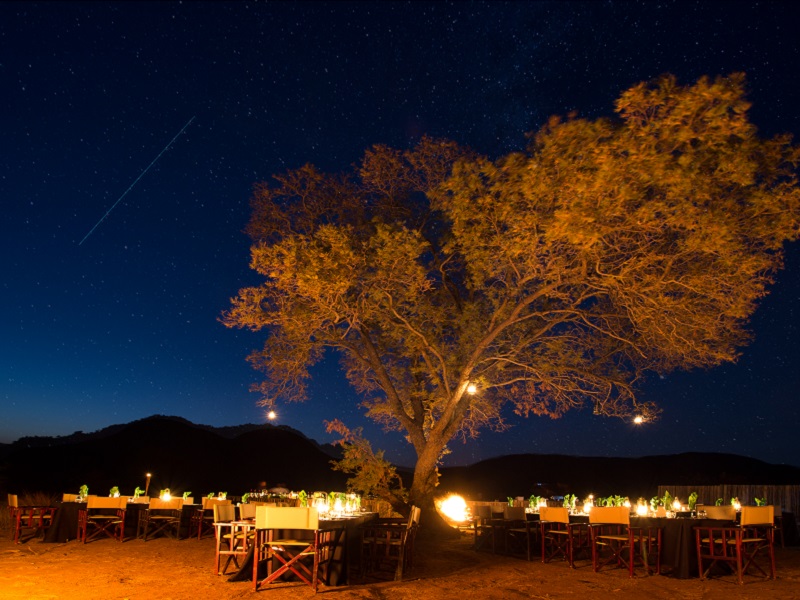 Bush dining under the stars at Shepherd's Tree Game Lodge 